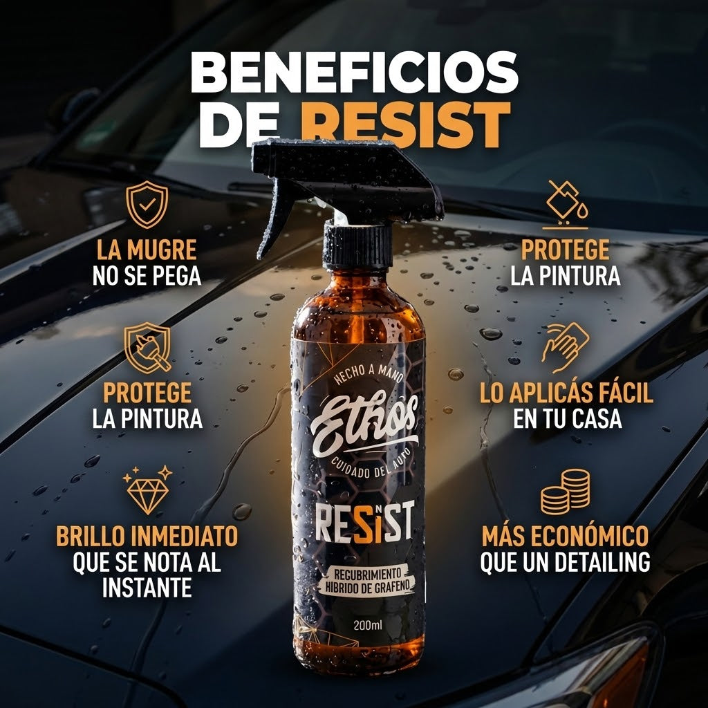ETHOS RESIST | Protegé tu Auto del Sol, el Polvo y la Lluvia - Efecto Hidrofóbico Real y brillo intenso.